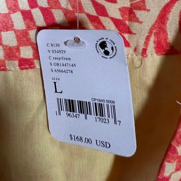 Free People Button front, tie detail, retro maxi dress, orange cream red - Picture 4 of 7